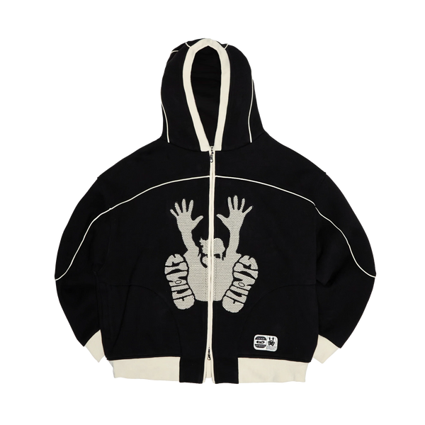 Contrast Stencil Hoodie- Black/Beige