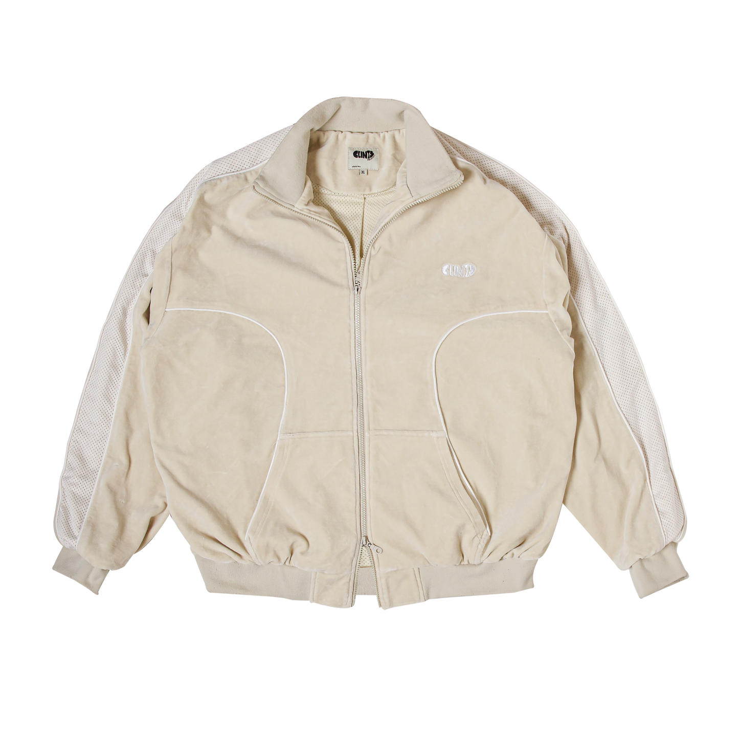 Velour track top - Ivory White