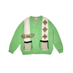 Mohair Diamond Cardigan - Green/Grey