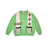 Mohair Diamond Cardigan - Green/Grey