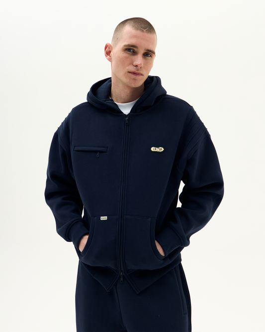 Pintuck Essential Hoodie - Navy Blue
