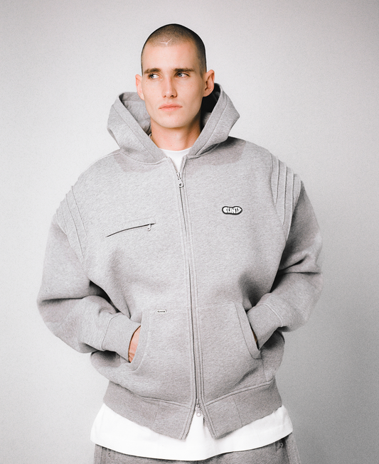 Pintuck Essential Hoodie - Grey