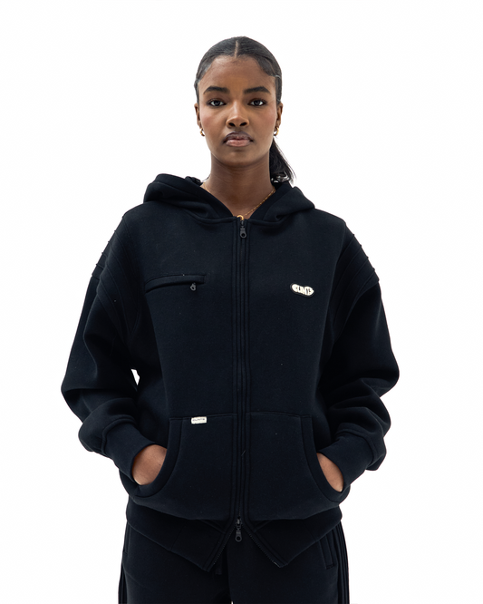 Pintuck Essential Hoodie - Black