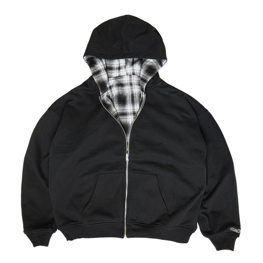 Reversible Plaid hoodie - Black/White