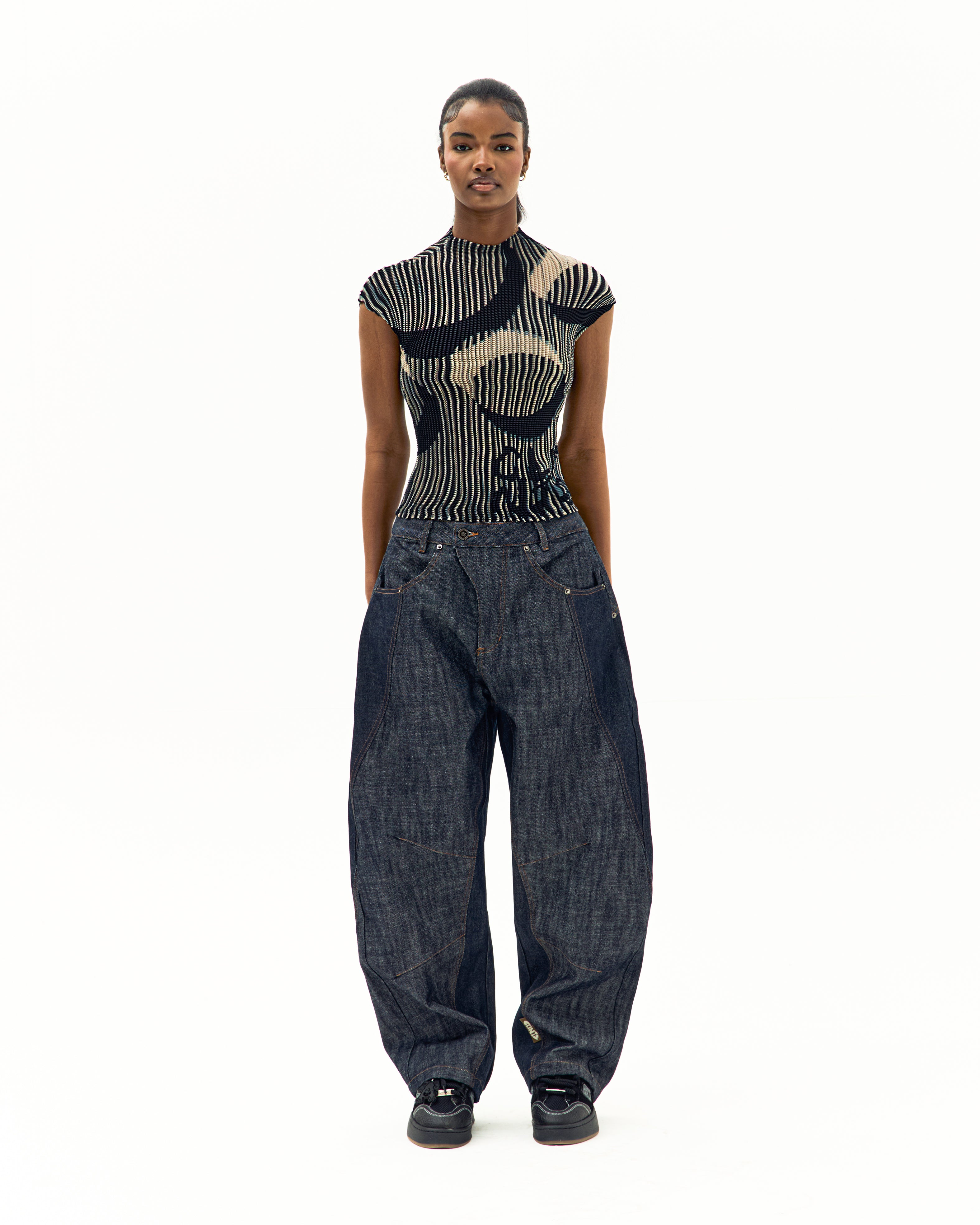 Pleated Crop Top - Black
