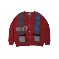 Mohair Diamond Cardigan -Red/Black