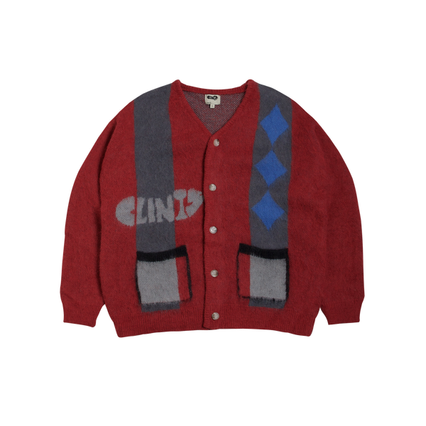 Mohair Diamond Cardigan -Red/Black