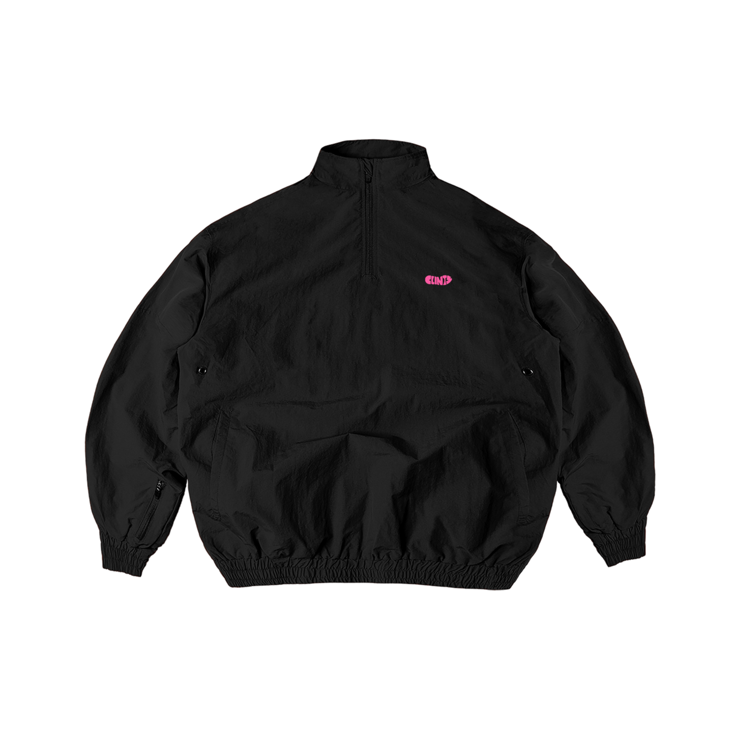 Black Shell Track Jacket - Pink Logo