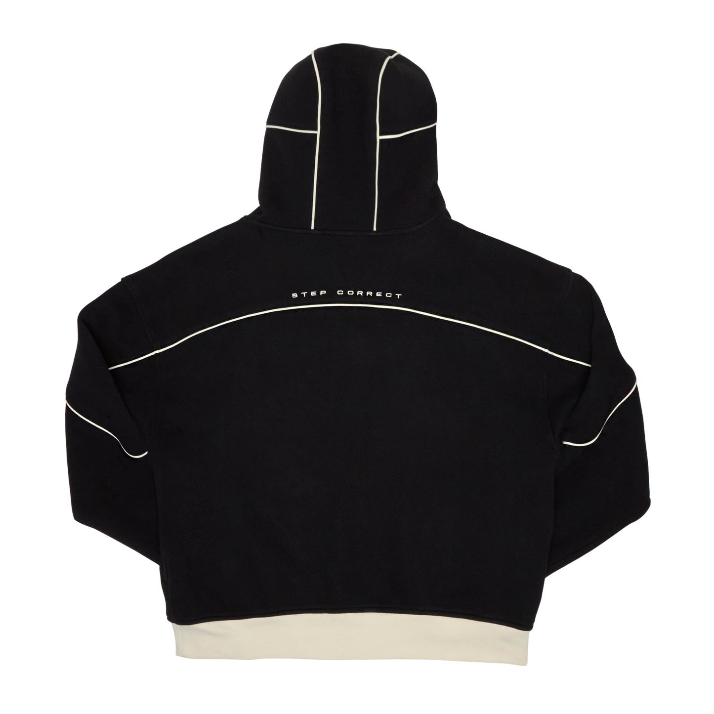 Contrast Stencil Hoodie- Black/Beige