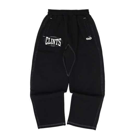 Black Contrast Stitch Sweatpants - Black