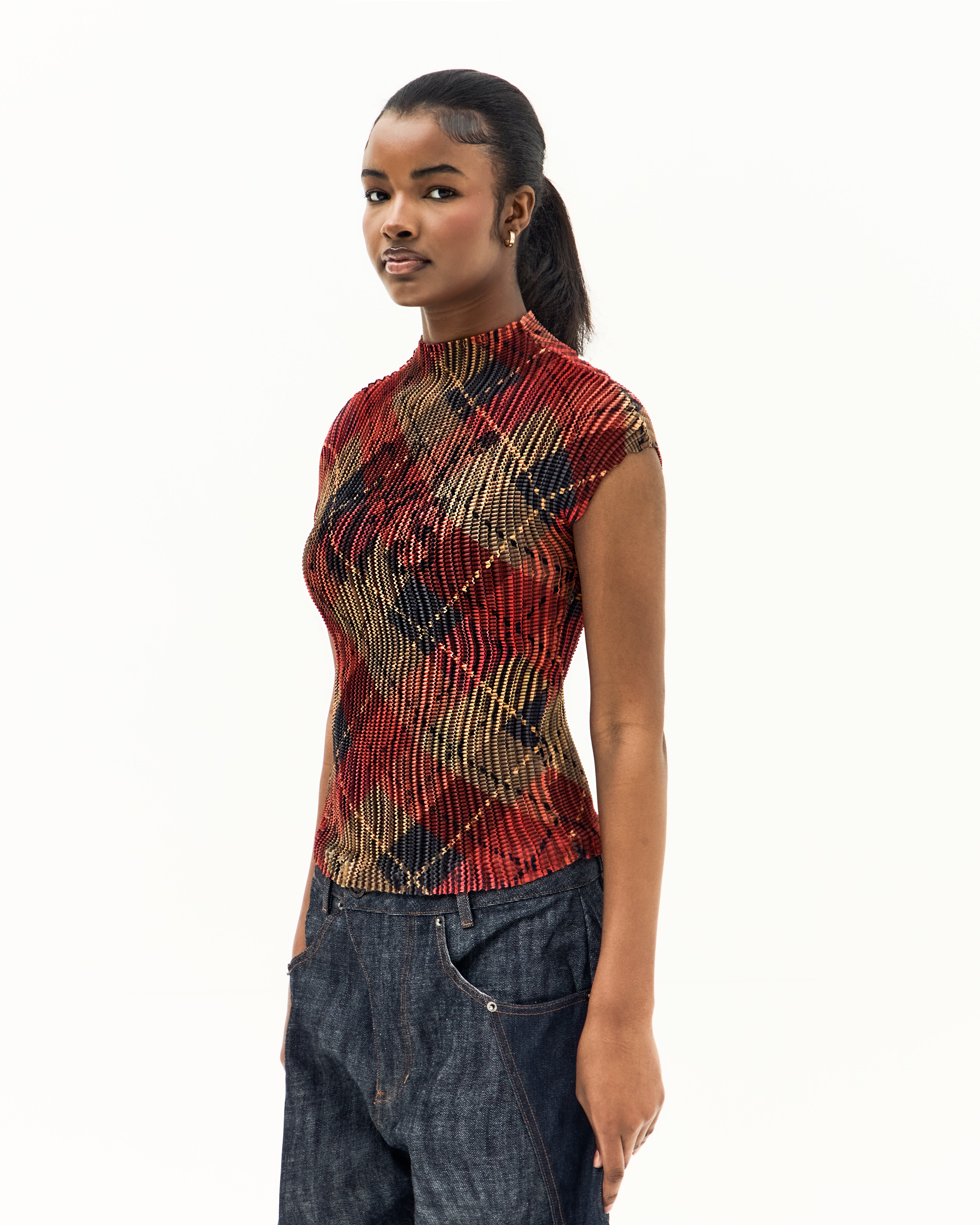 Tartan Pleated Crop Top