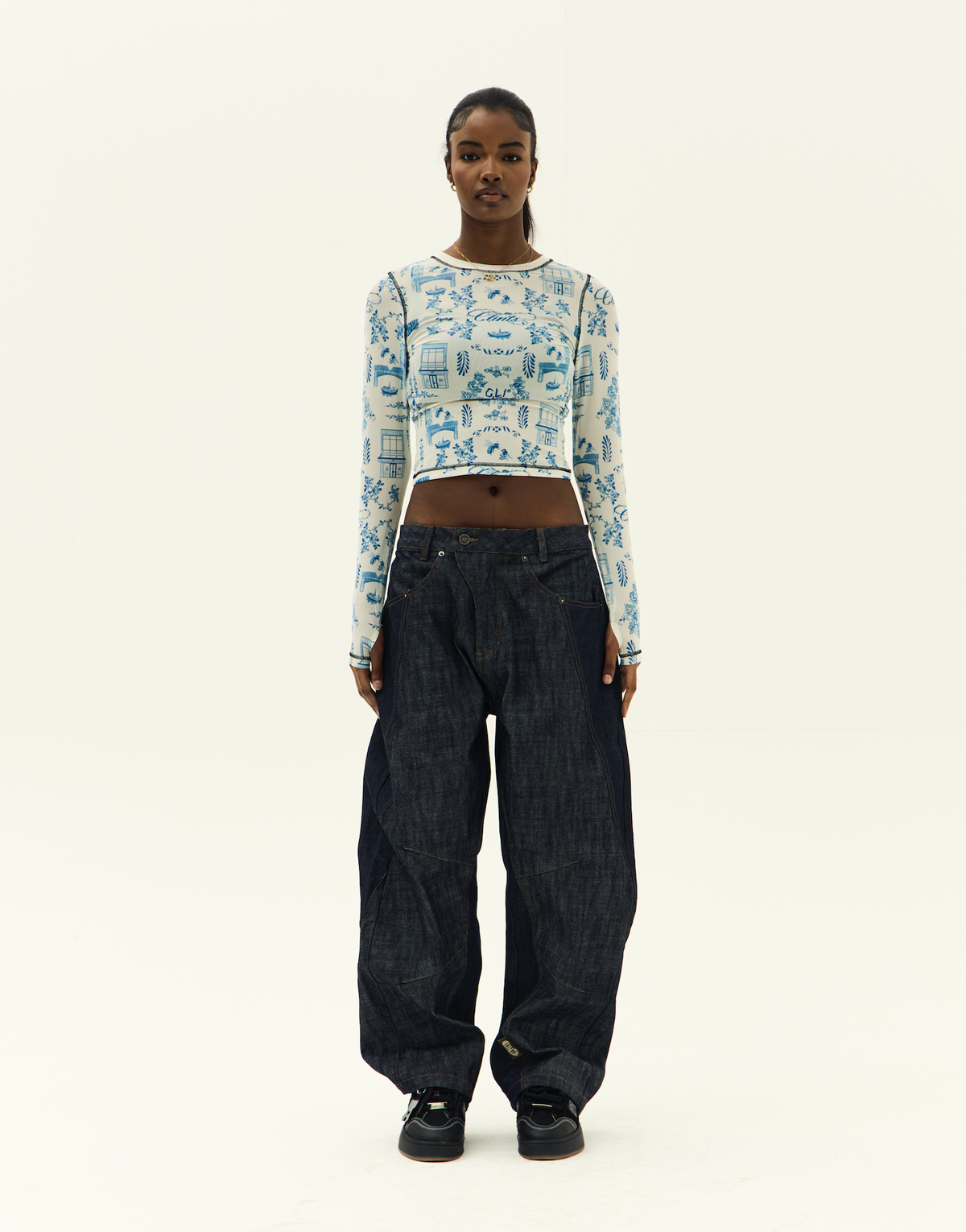 Tattoo Fine Chine Top Blue
