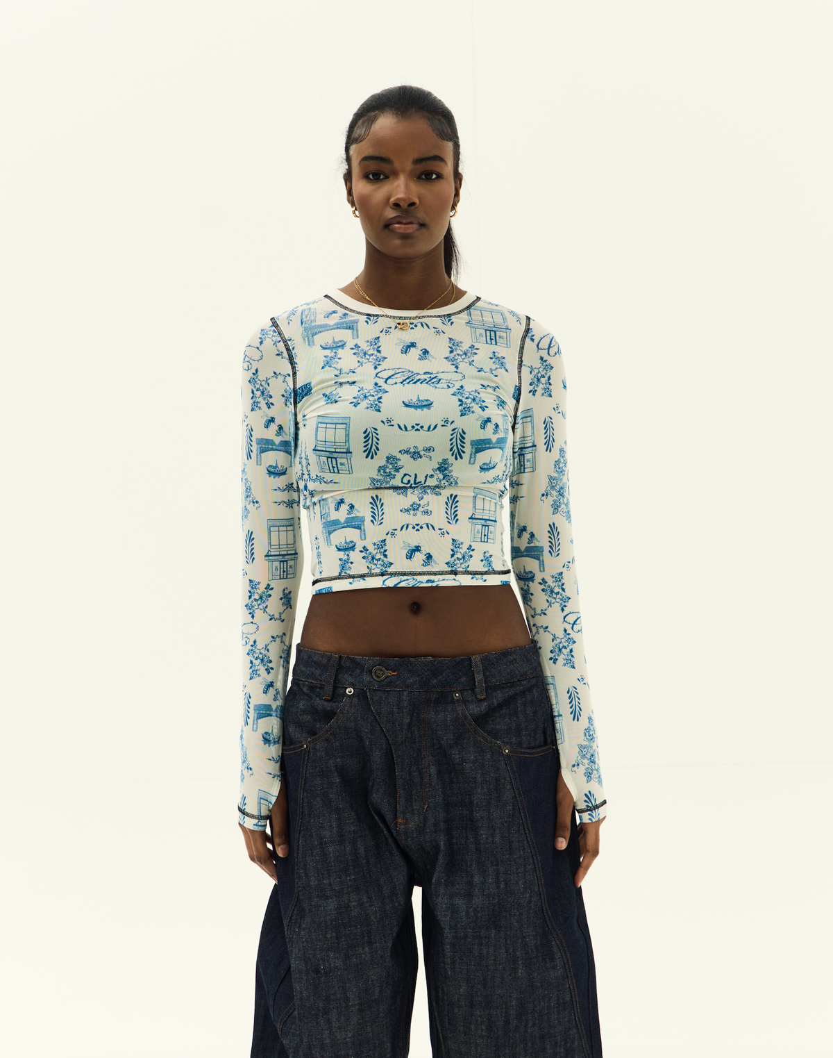 Tattoo Fine Chine Top Blue