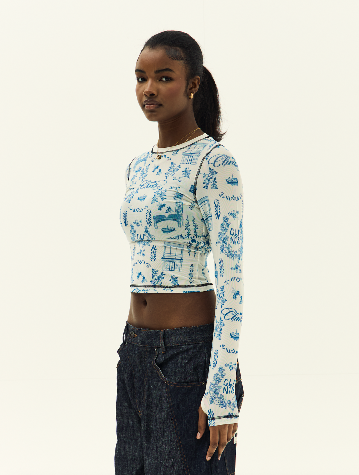 Tattoo Fine Chine Top Blue