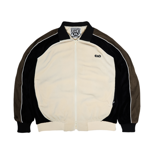 Velour Track Top - Beige/Black