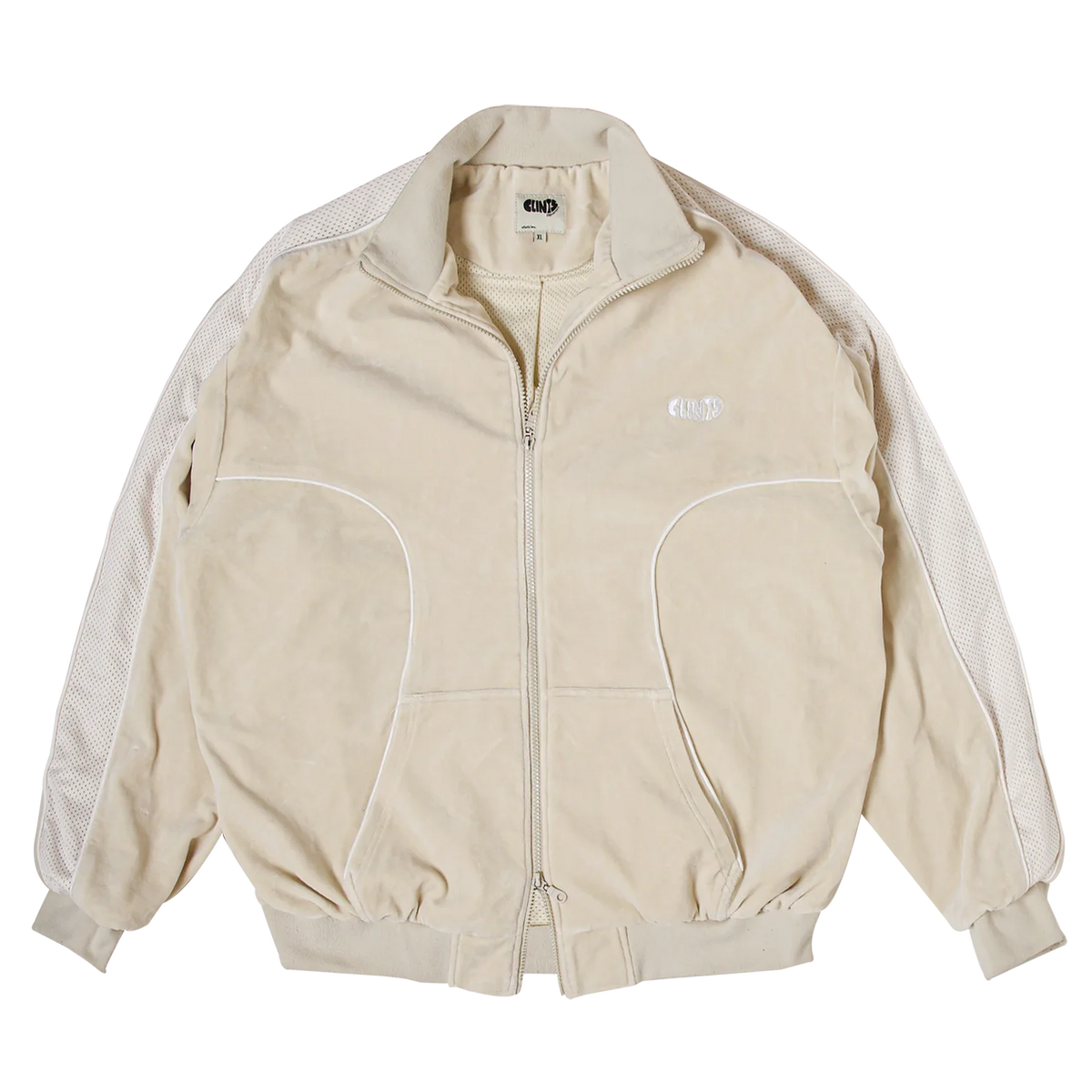 Velour track top - Ivory White