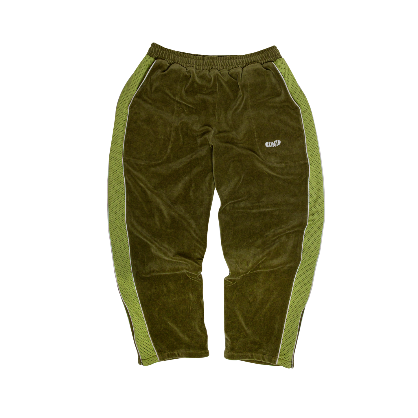 Velour track pant - Olive Green