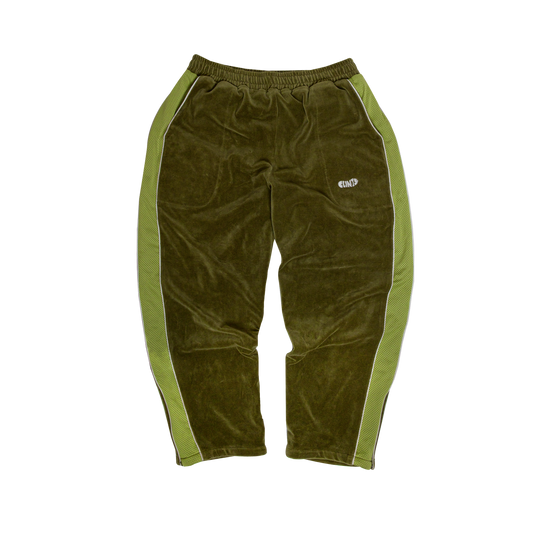 Velour track pant - Olive Green