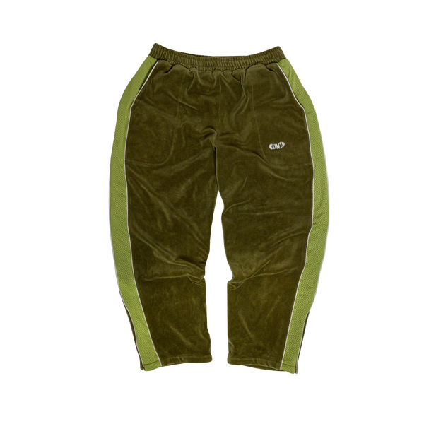 Velour track pant - Olive Green
