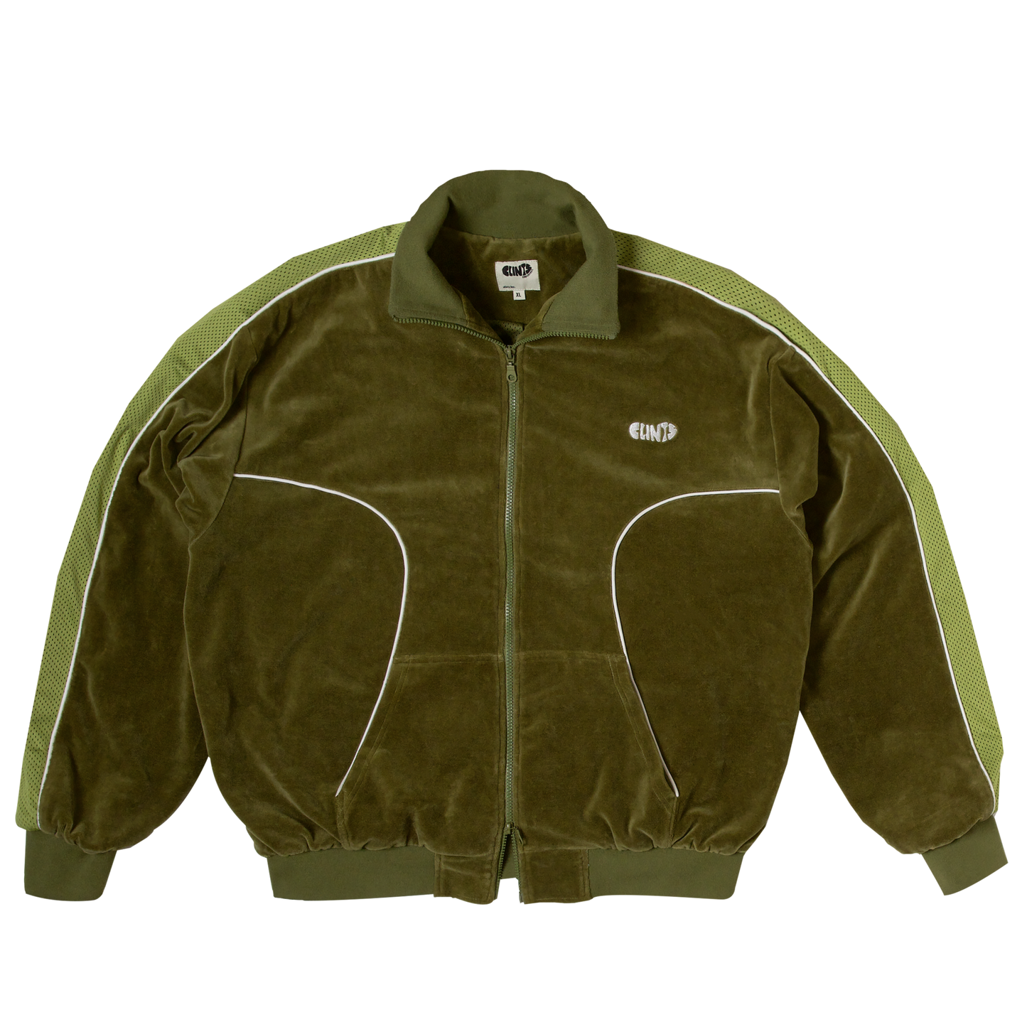 Velour track top - Olive Green
