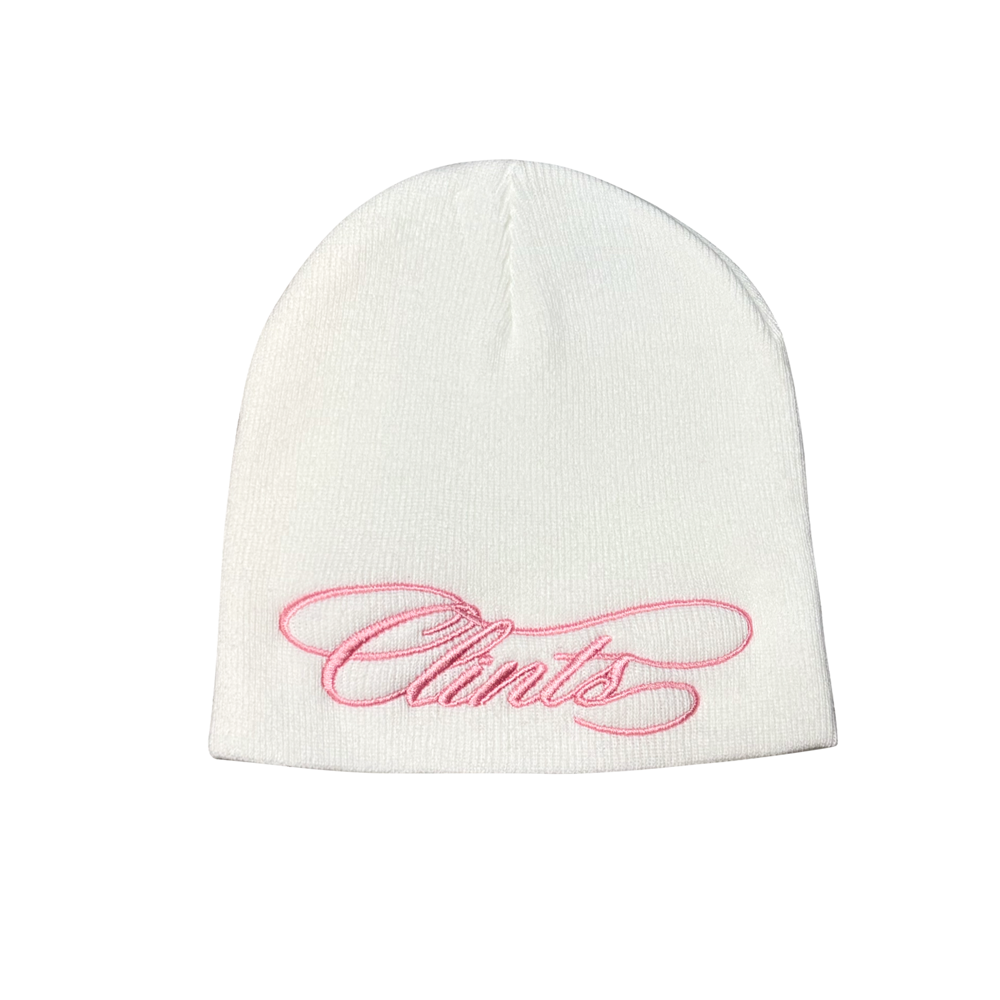Script Beanie - White/Pink